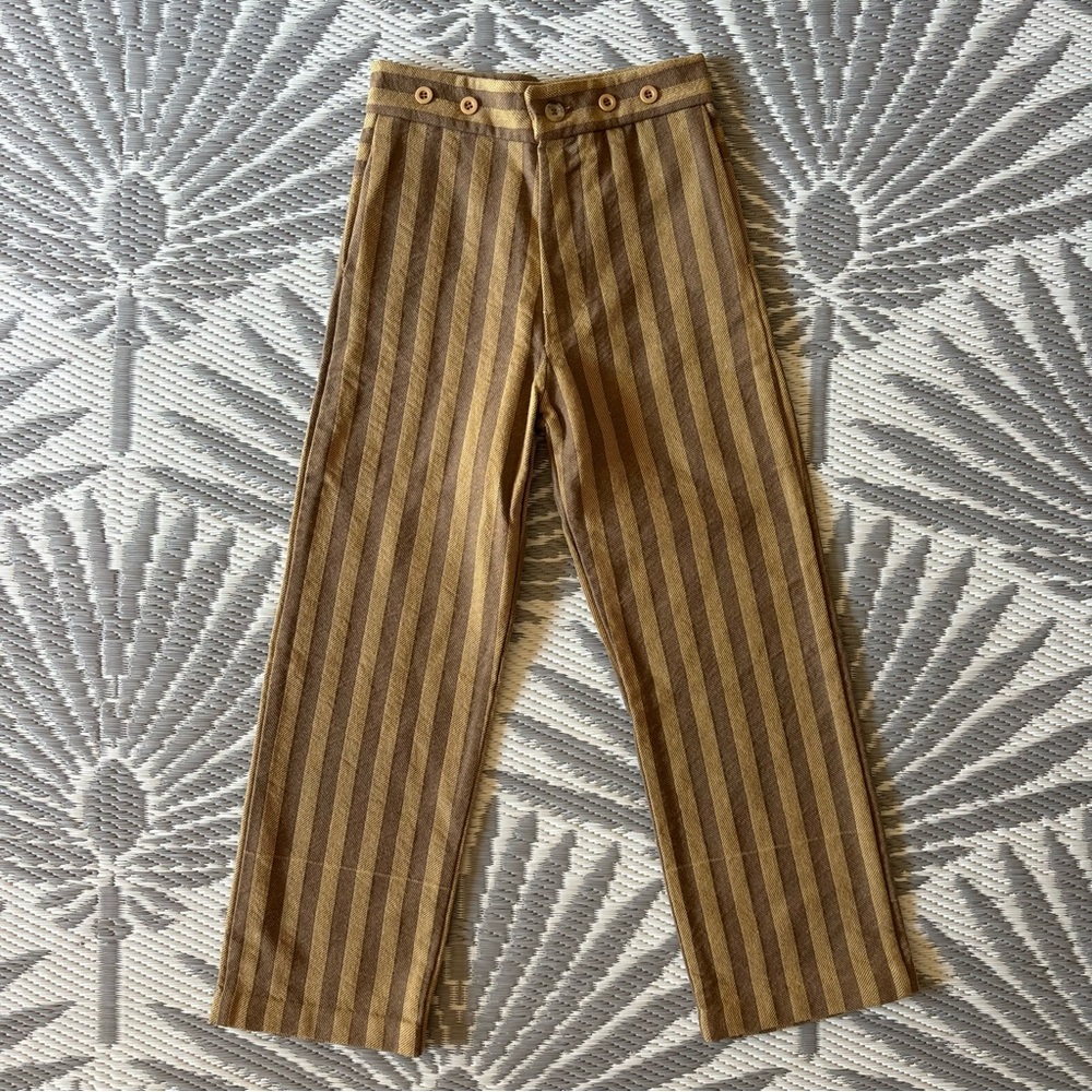 Antique Style Boys Herringbone Wool Trousers Suspender Button Pants Lot Size 7/8 - Picture 2 of 16